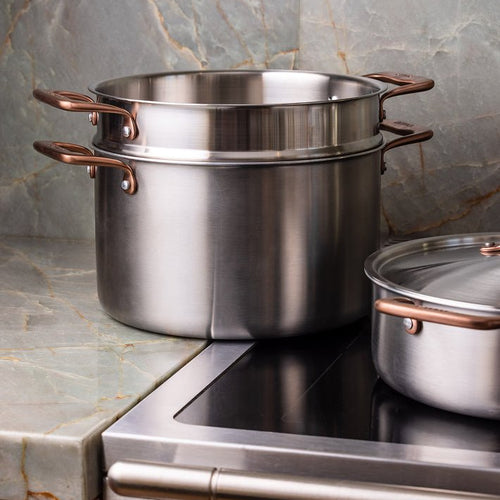 Batterie de cuisine en inox avec manches bronze, 19 pièces - Atma Kitchenware