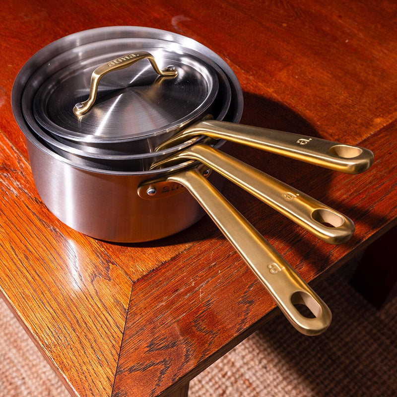 La casserole parfaite en inox, manche doré - 16 cm (Édition limitée) - Atma Kitchenware
