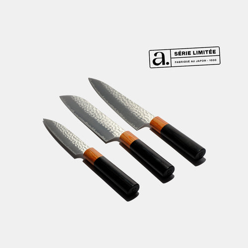 Le trio de couteaux japonais avec leurs étuis - Atma Kitchenware