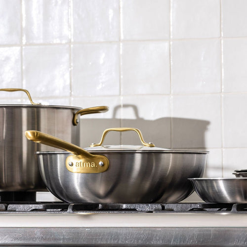 The Wok en inox, manche doré - 24 cm (Édition limitée) - Atma Kitchenware