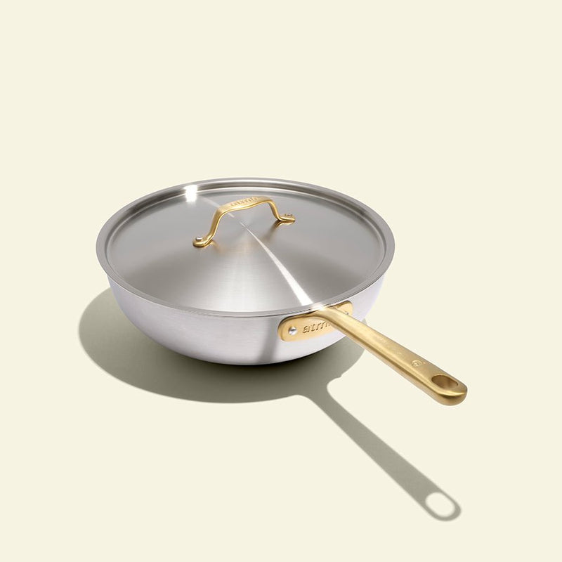 The Wok en inox, manche doré - 28 cm (Édition limitée) - Atma Kitchenware
